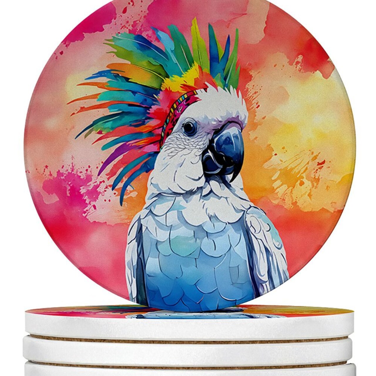 Edge Collections - 4" - Multicolor - Moisture Absorbing Sandstone Table Coasters - 4 Pieces